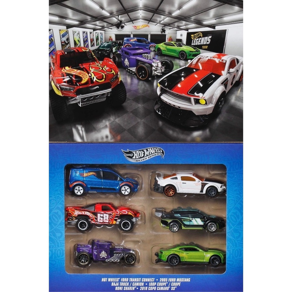 Hot Wheels HW Legends Silver Series 6-Pack Die-Cast Cars Ford Chevy Bone Shaker